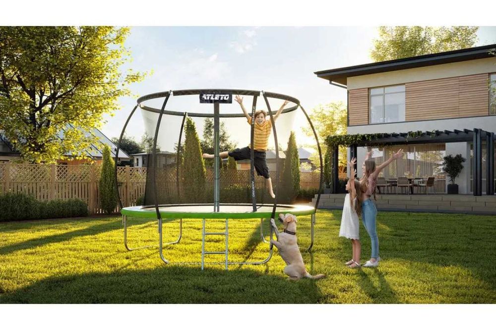 ПРОМОЦИЯ ! Детски батут AtletoS Ф244 см, зелен, 299лв.