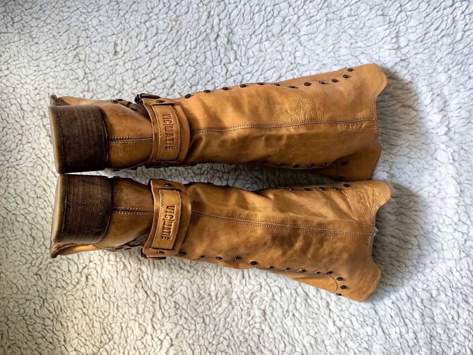 Ciocate bej dama piele naturala cizme Vic Matie originale tinte