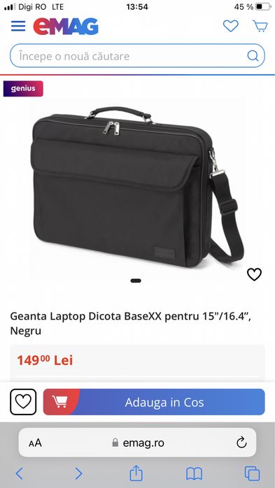 Geanta laptop Dicota BaseXX pentru 15/16,4 negru