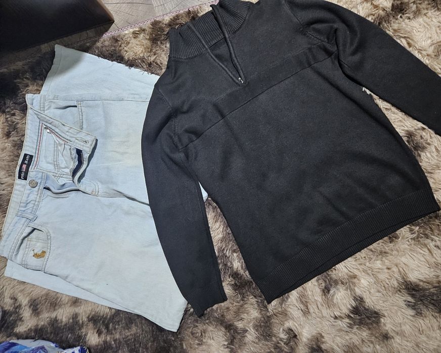 ralph lauren jeans + zip polo black