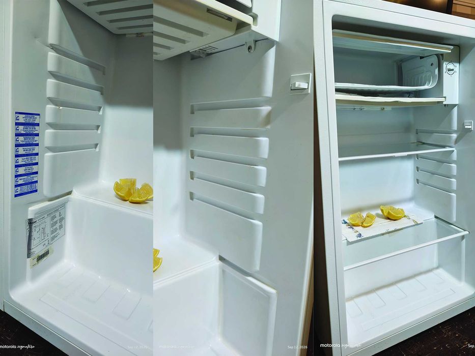 Haier HTTF-406W (81 литра) - Малък хладилник Haier - Smeg Style / Brushed Steel + Опция за ваше лого!