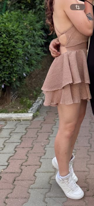 Rochie Roz cu Paiete - Cu spatele gol - Fusta Pantalon