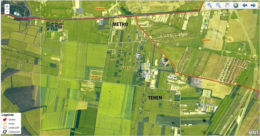 Teren 1956 mp Carcea-Craiova Zona Metro, deschidere 29,6 m – Utilități