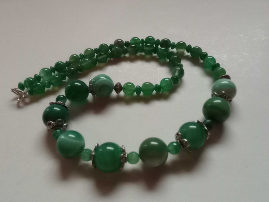 colier agate verzi striate,clasic,elegant