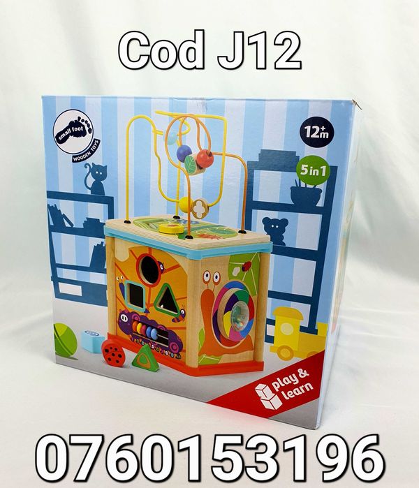 Centru-Cub de activitati Cu animale-Educativ-Interactiv-Din Lemn-J12