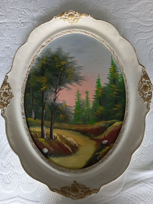 Tablou pictat pe placaj.