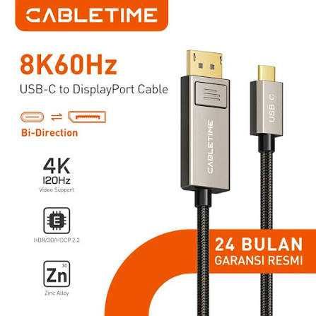 Cabletime USB-C to DisplayPort Cable 8K 60Hz Bi-Directional и 4K 60Hz