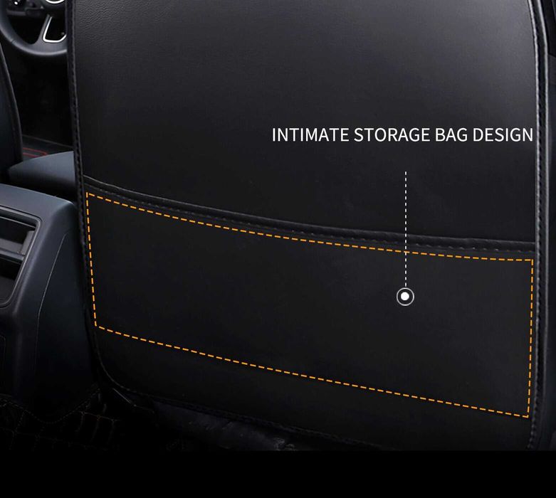 Кожена Тапицерия за Предни и Задни Седалки Черен Цвят,Син кант