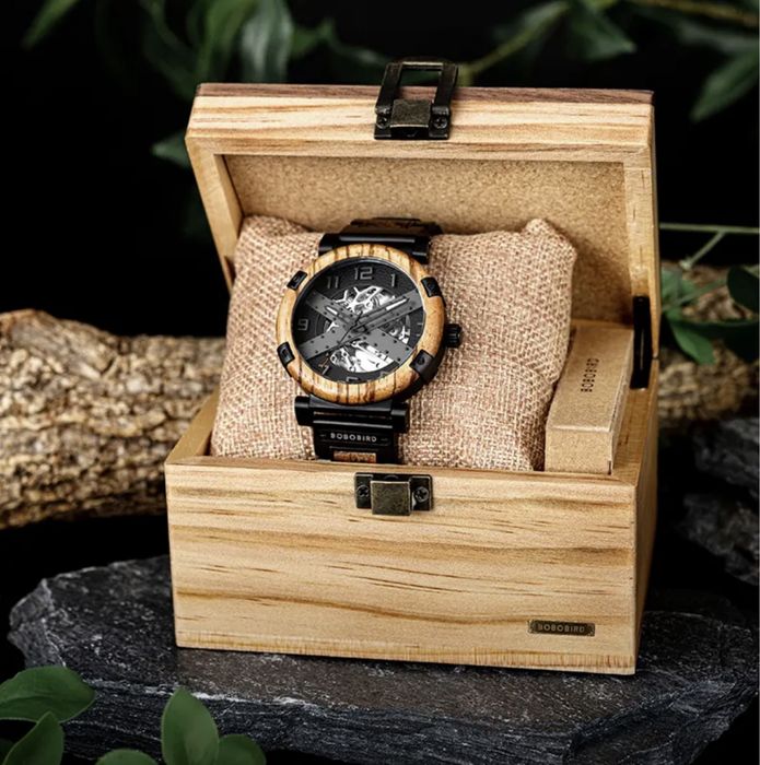 BOBO BIRD Men Wooden Luxury Automatic Mechanical Watch soat erkaklar