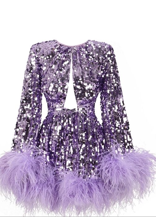 Рокля с пайети и пера “ NEW ARRIVALS”