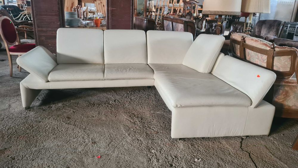 ъглов кожен диван с релакс функция