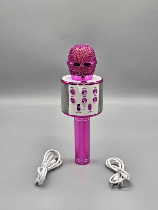 Безжичен караоке микрофон с вграден високоговорител – Розов