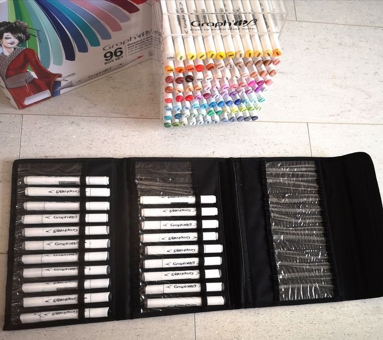 Комплект двувърхи алкохолни маркери Graph'it BRUSH 96 + още 20 цвята