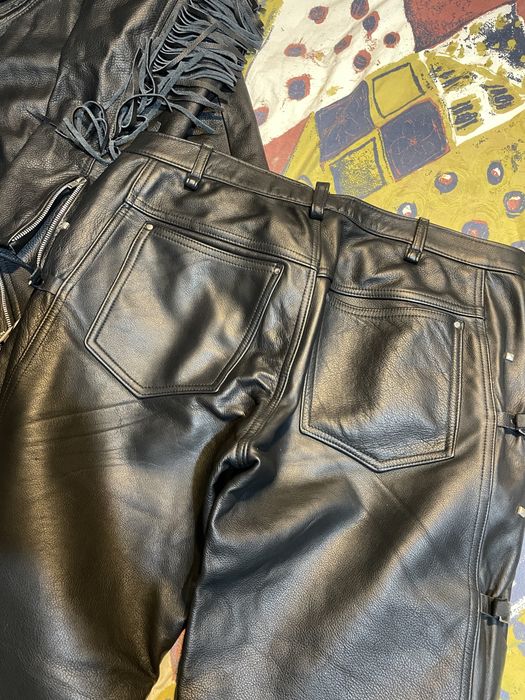 Set rar vintage din piele, confecționat manual jacheta si pantaloni
