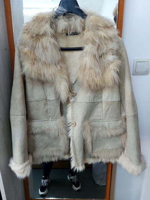 Кожфно палто с косъм