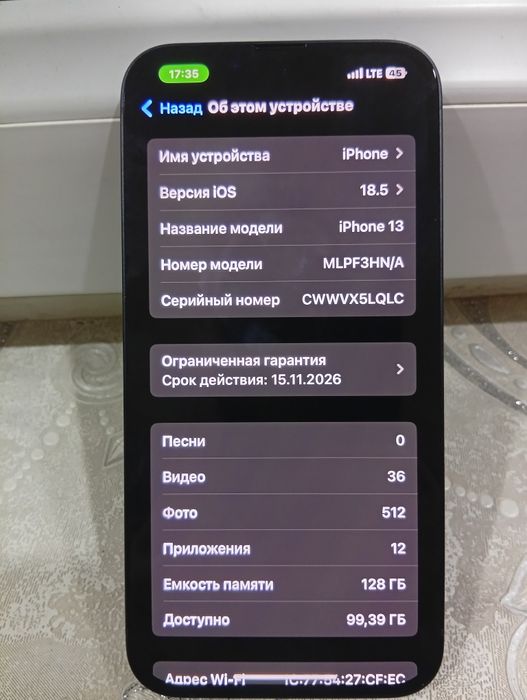 Ayfon 13/128 gb Adress Turtkul baxosini telda galiwamz