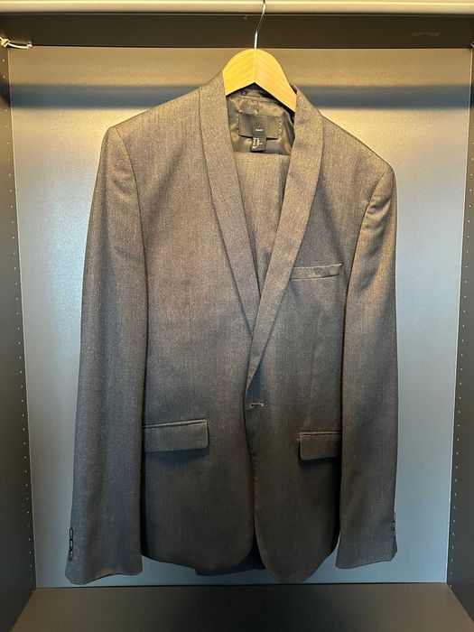 Costum Barbati/Barbatesc, H&M, Marimea 52, Gri inchis, Slim Fit