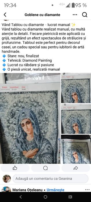 Tablou lucrat cu diamante.