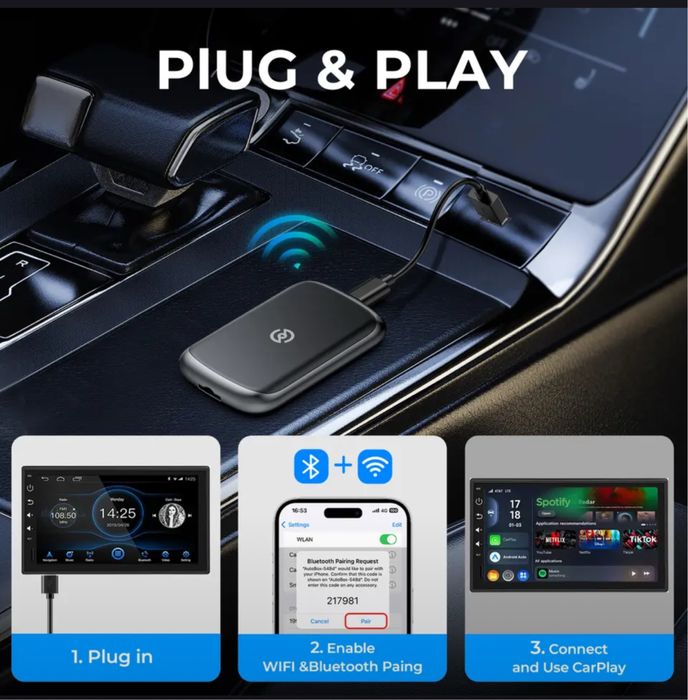 TIMEKNOW 2025 Новый 3 в 1 CarPlay  Поддержка Youtube  Универсальный