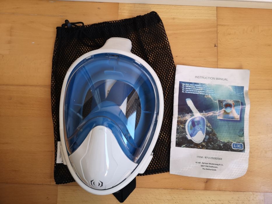 Masca snorkeling / scuba diving , pe toata fata, cu tub respiratie