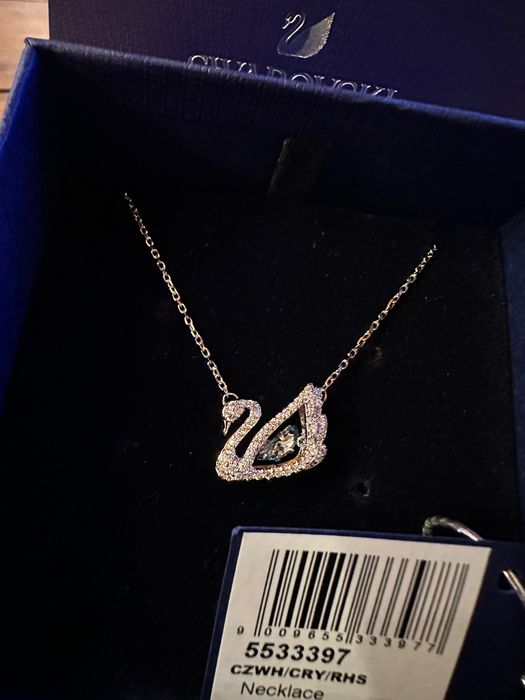 Колие лебед на Сваровски - Swarovski син камък