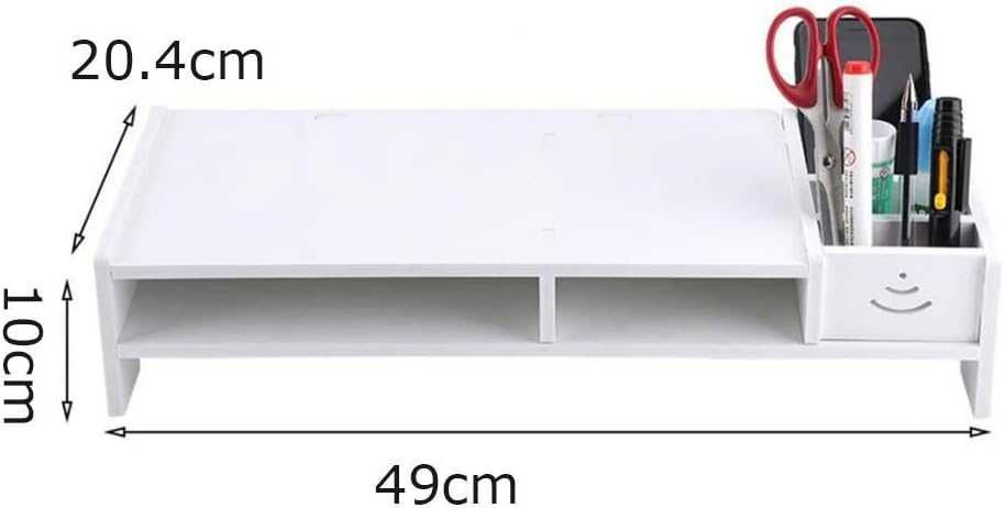 Suport monitor, lemn, 24 x 10 x 20.4 cm, raft depozitare, alb