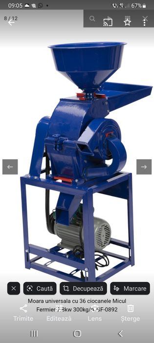 Vând Moară cu 36 ciocanele, ce macină : Lucernă, Porumb,Grâu  etc.