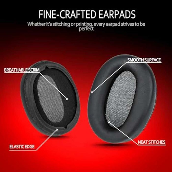 Set 2 bureti pentru casti Sony WH-CH720N, WH-CH710N, WH-CH700N, Over-Ear - Negru - Spuma cu memorie - Piele ecologica
