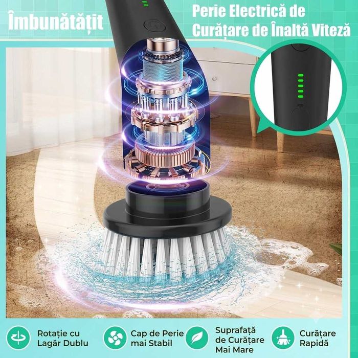 Perie Electrică Rotativă 8 Capete, Mâner Reglabil, 2 Viteze - NOUĂ