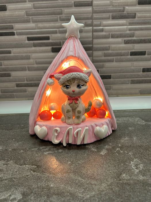 Детска коледна лампа с коте