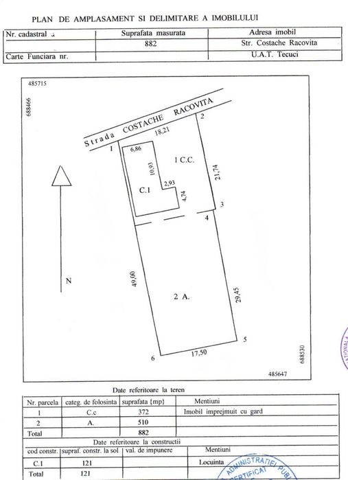 Casa + teren 882 mp, zona centrala Tecuci – Str. Costache Racovita | Proprietar