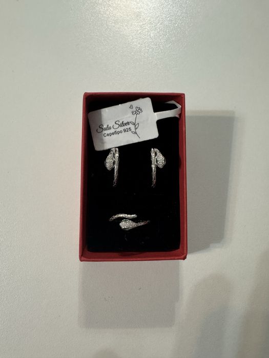 кольцо серьги серебро набор булгари