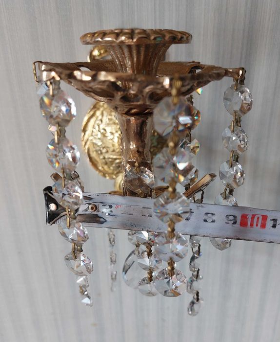 Подсвечники настенные (пара), бронза или латунь, хрусталь
