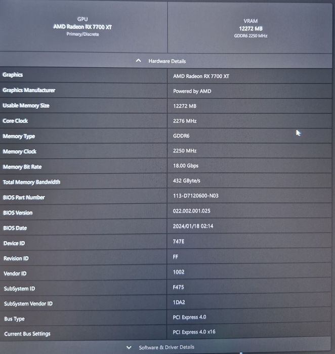 Saphire Radeon RX 7700 XT Nitro+, 12GB GDDR6 192 bit