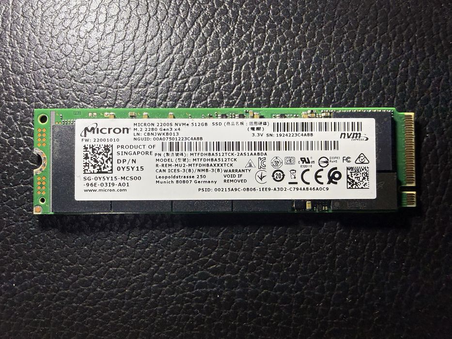 SSD 512GB NVMe M.2 Micron 2200S