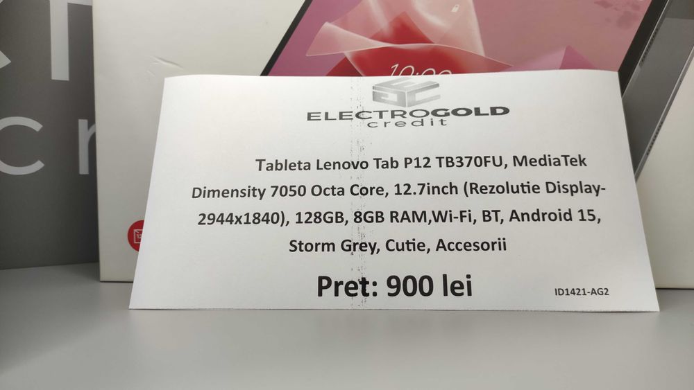Tableta Lenovo Tab P12 12.7'' Display/8GB RAM/128GB/WI-FI/Android 15/Cutie/ca NOUA ID1421-AG2