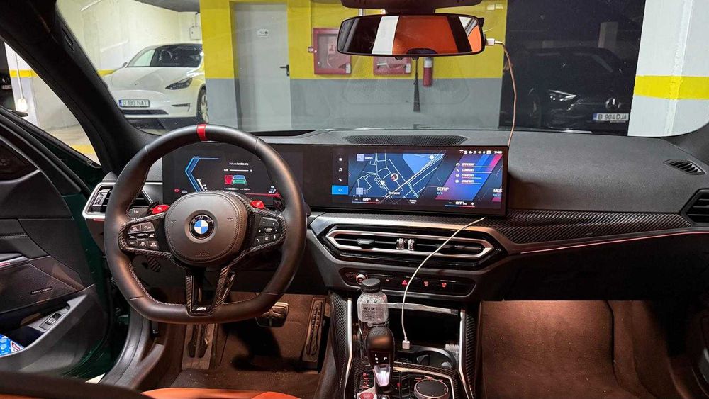 BMW M3 Competition xDrive - HUD, Camera 360, ACC | Isle of man green metallic | Leather Merino/Kyalami orange/black