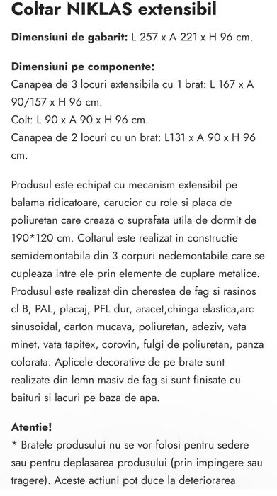 Canapea colțar extensibila Niklas Elvila , stofă Siberian 800