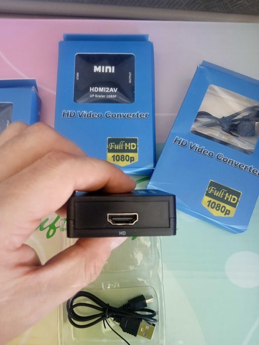 Конвертер видеосигнала, переходник с HDMI на AV (тюльпан)