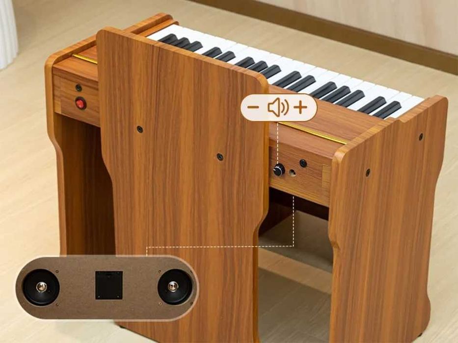 Mini pian electronic digital din lemn 37 clape pt copii 3-7 ani, Scaun