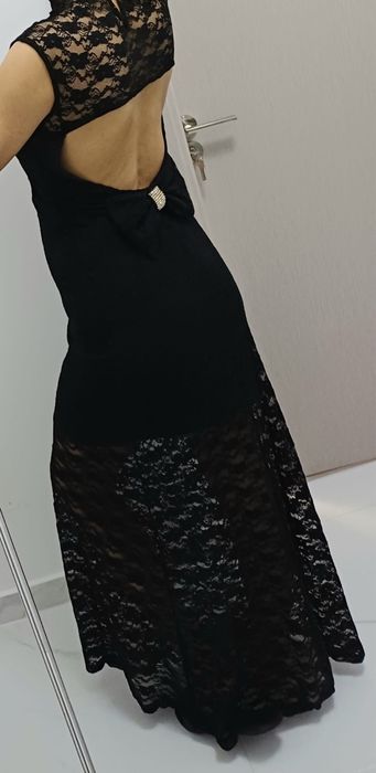 Rochie ocazie lunga neagra din dantela marimea S