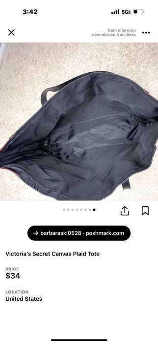 Victoria's Secret Canvas Plaid Tote