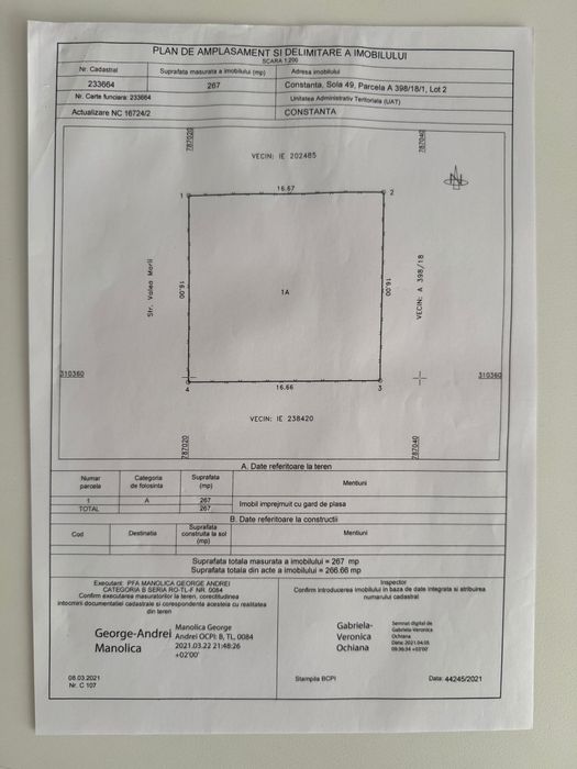 Teren intravilan Palazu Mare — Malu Înalt. 267 mp. Zonă în dezvoltare