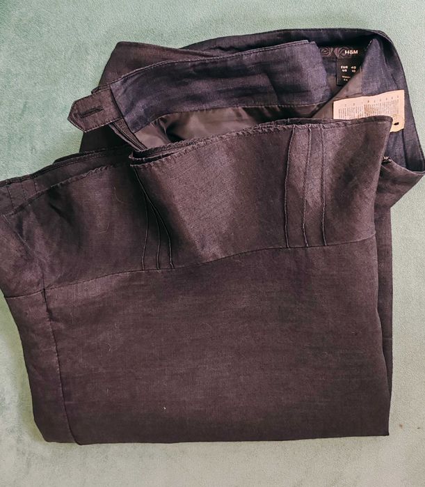 Fustă neagră office/formale, material 100% ramie - H&M, Mărimea 40