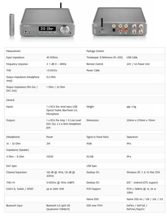 Amplificator boxe/casti Burson Timekeeper 3i clasa AB 100 wati/ 8 ohmi