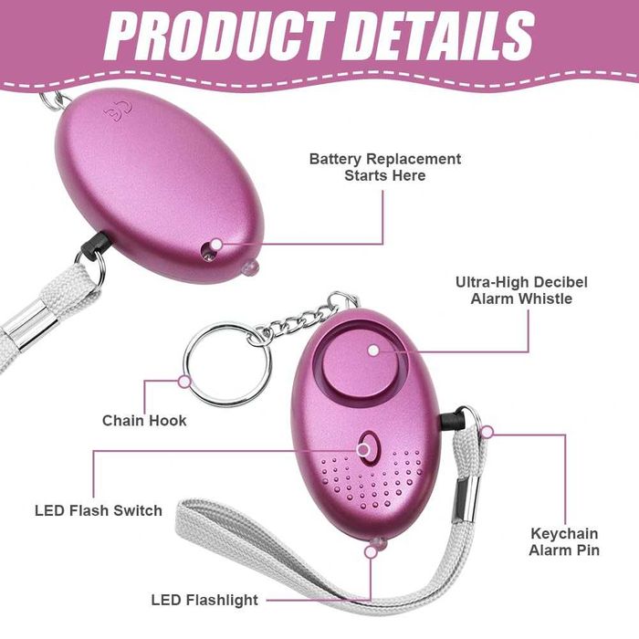 Set 3 Alarme Personale de Urgență, 140 dB, Sirenă de Autoapărare