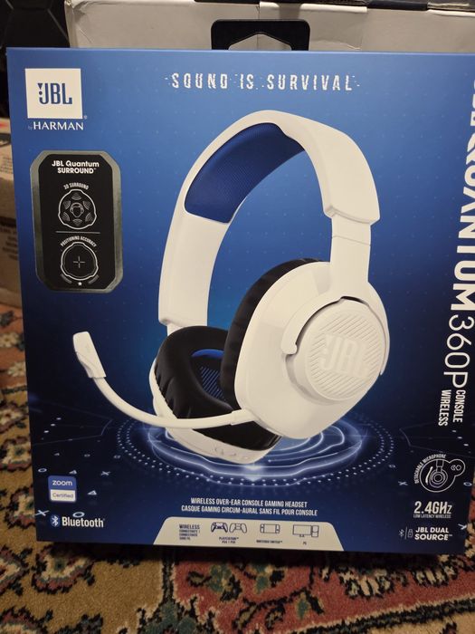 Casti Gaming Wireless JBL Quantum 360P, Wireless, 22 h autonomie, alb