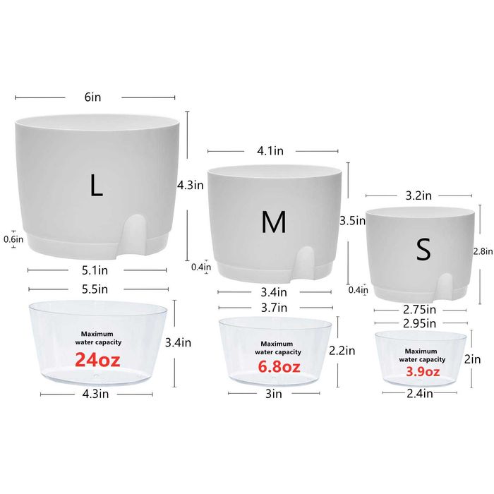 Саксия с резервоар за вода и дренаж