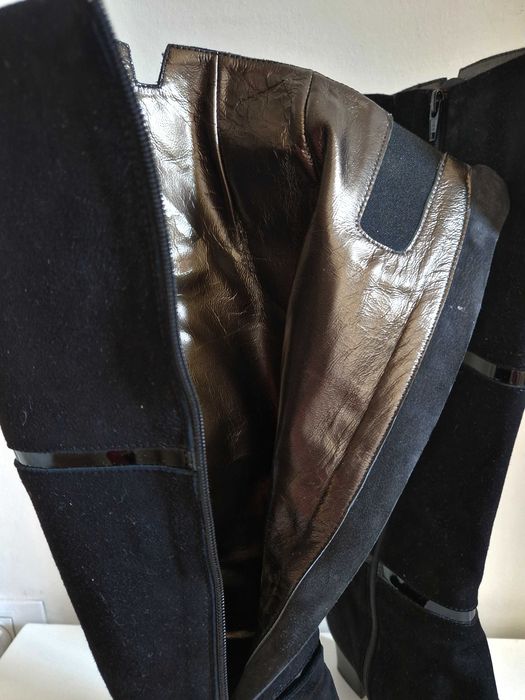 Cizme elegante piele întoarsă măr.40