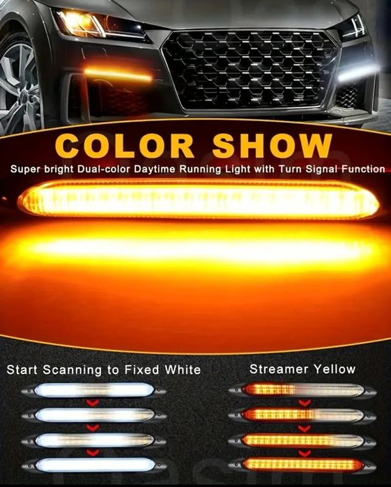 Дневни ВОДОУСТОЙЧИВИ DRL светлини с функция бягащ мигач